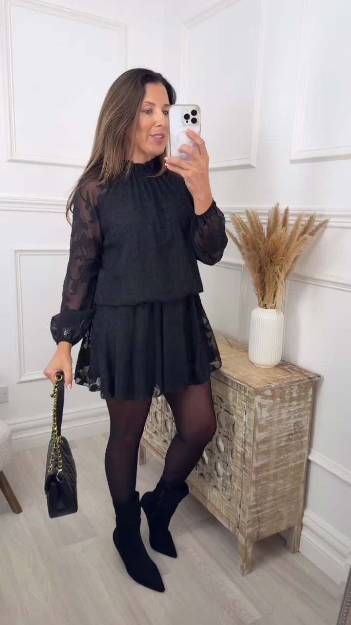 Gwen Black Applique Dress