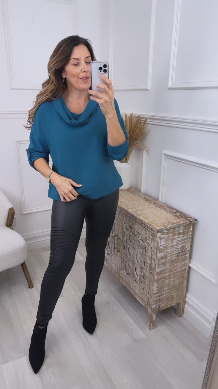 Silvy Teal Snood Neck Tunic