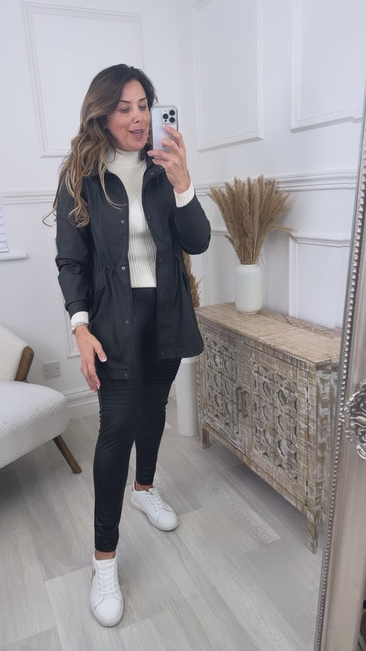 Malou Black Coated Rain Jacket