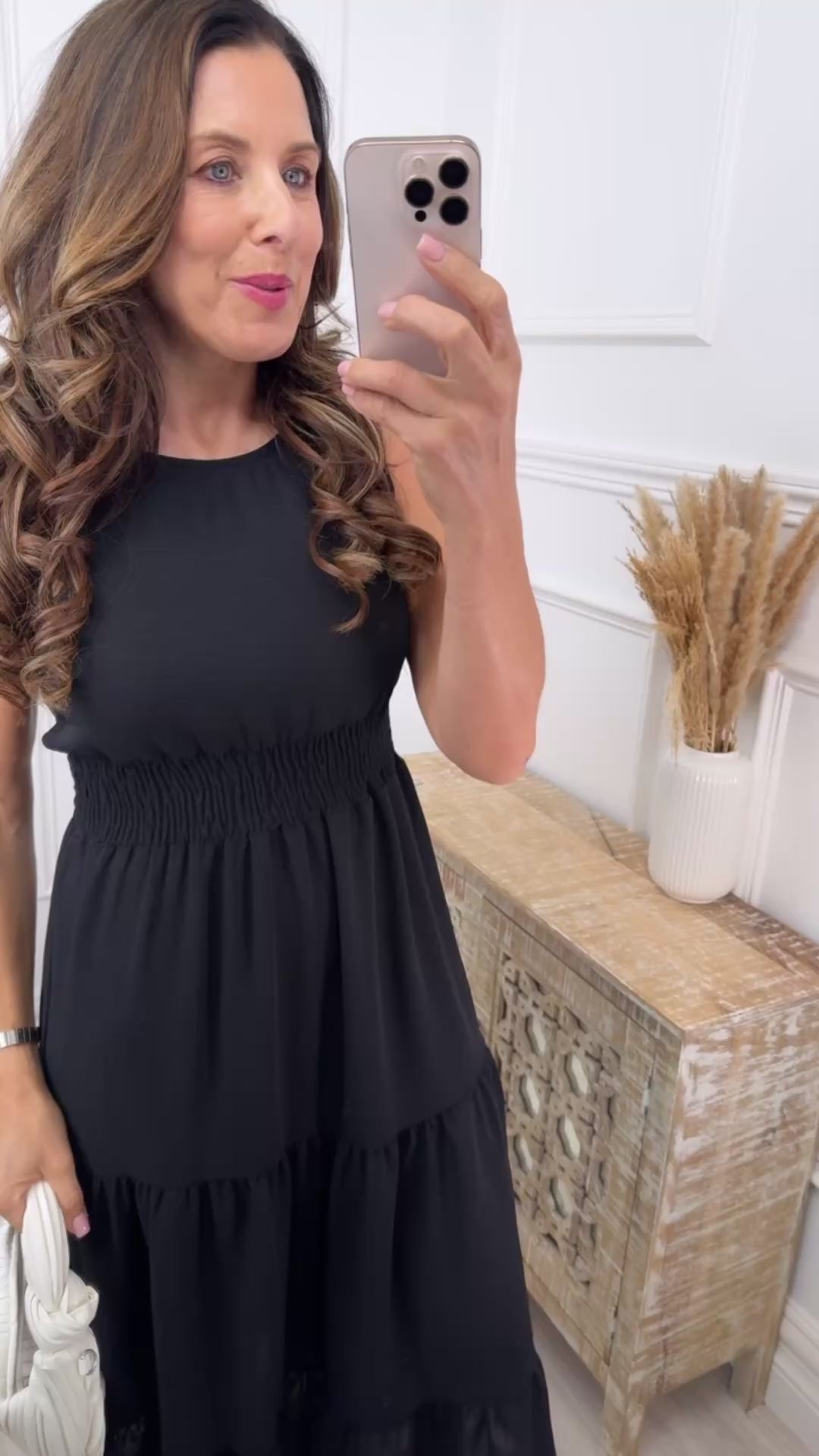 Violeta Black Tiered Midi Dress