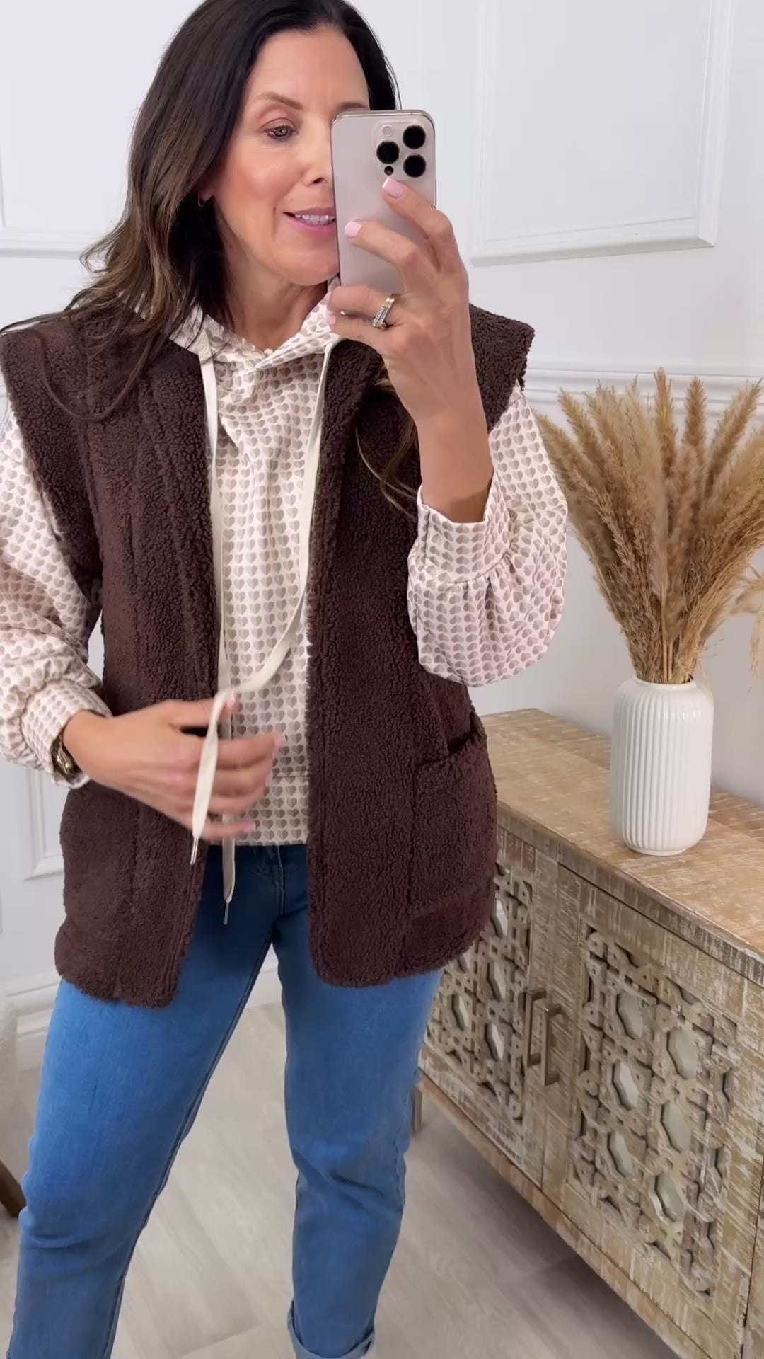 Mariosa Brown Faux Sherpa Waistcoat