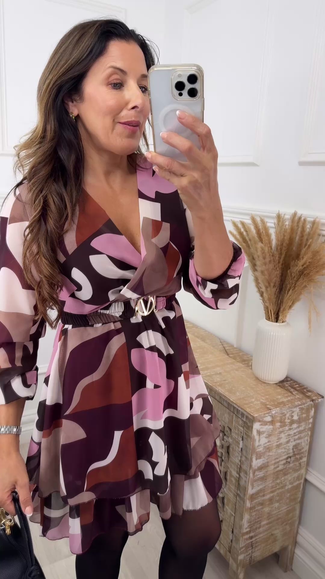 Nevaeh Brown Print Short Dress