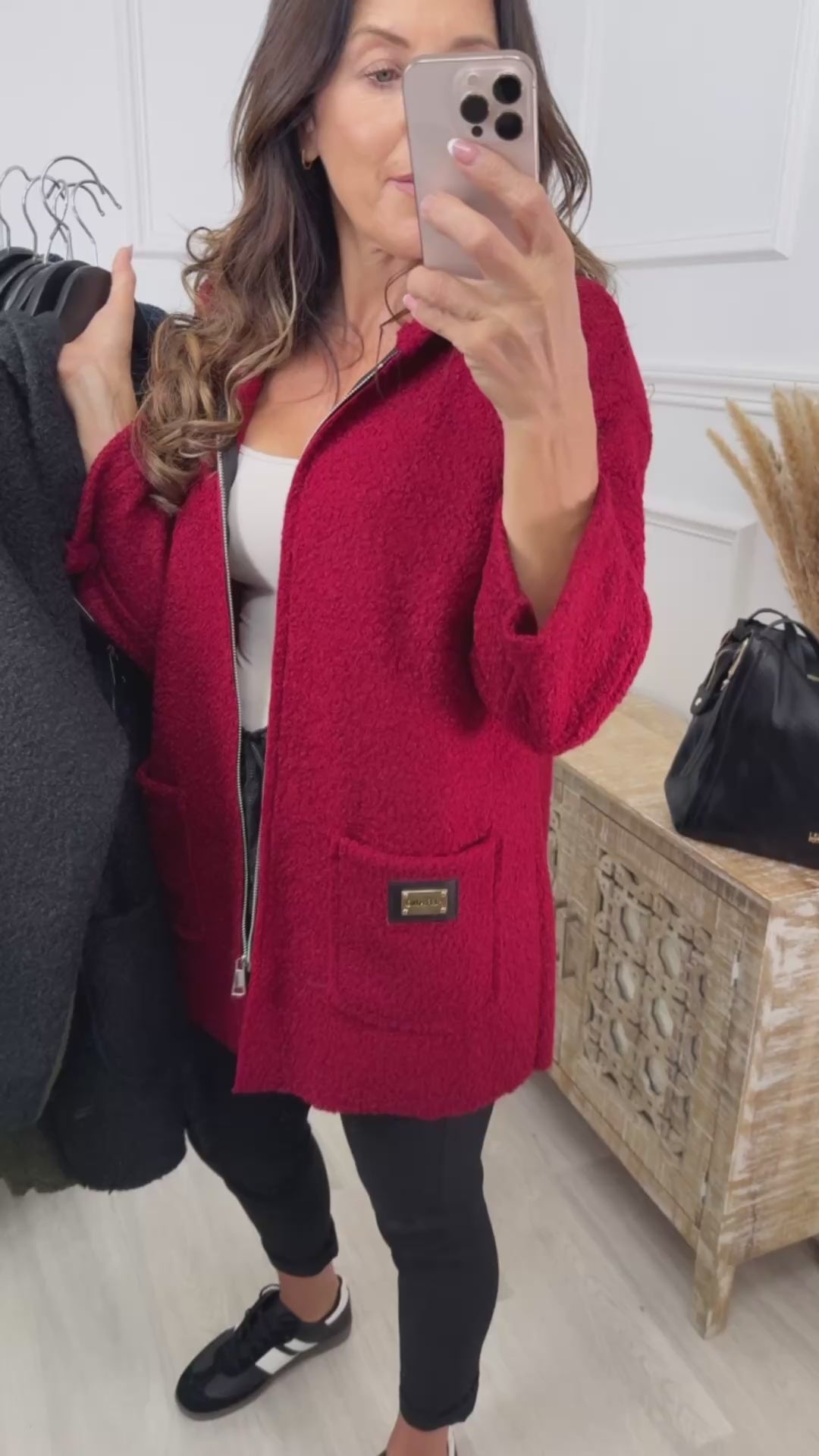 Kylie Wine Hooded Coatigan