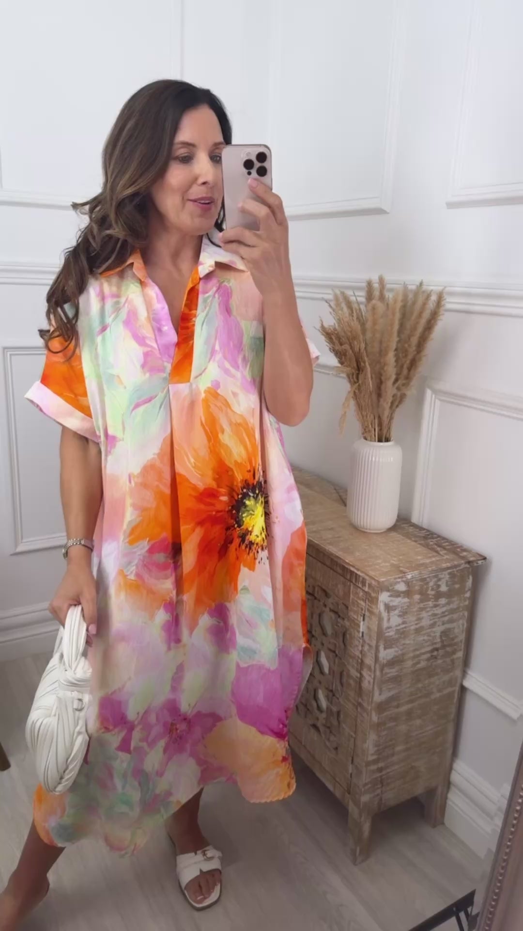 Blathnaid Orange Floral Kaftan Dress