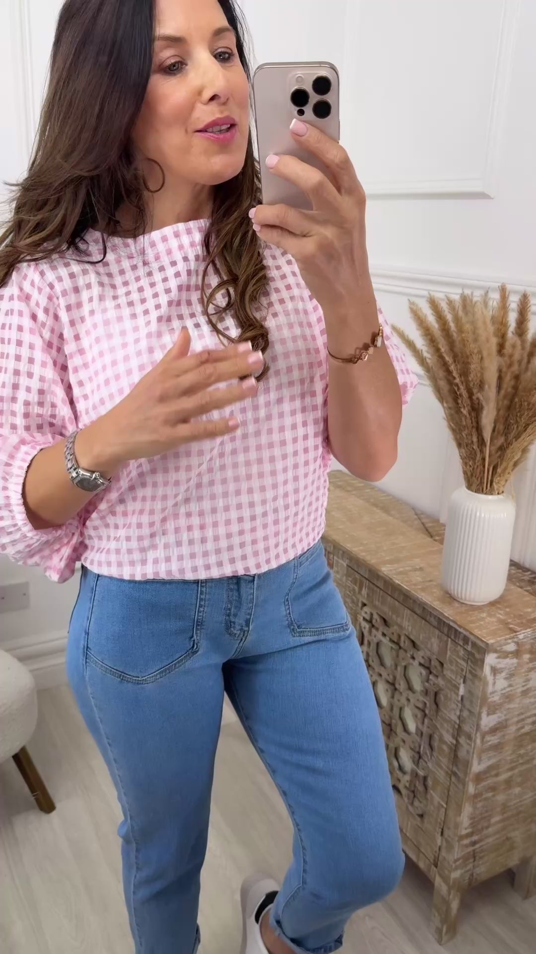 Hazel Pink Gingham Print Top