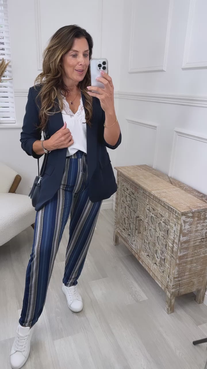 Camilla Blue Striped Trousers
