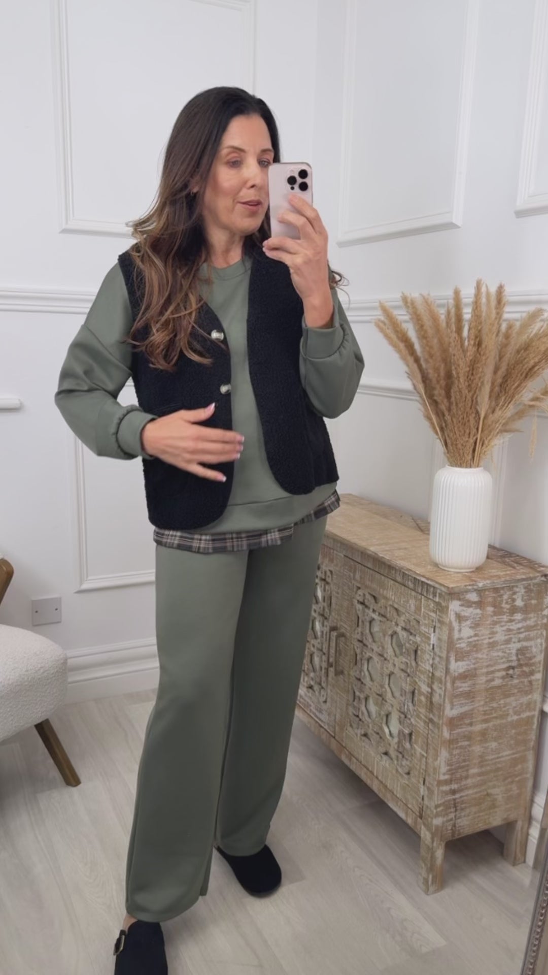Megan Khaki Mock Layer Set