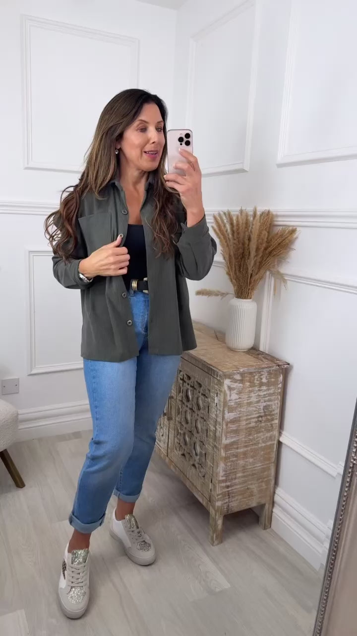 Scarlett Khaki Cord Pocket Shirt