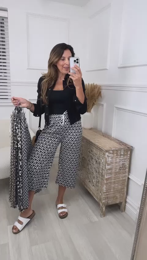 Dominica Black Hearts Print Trousers