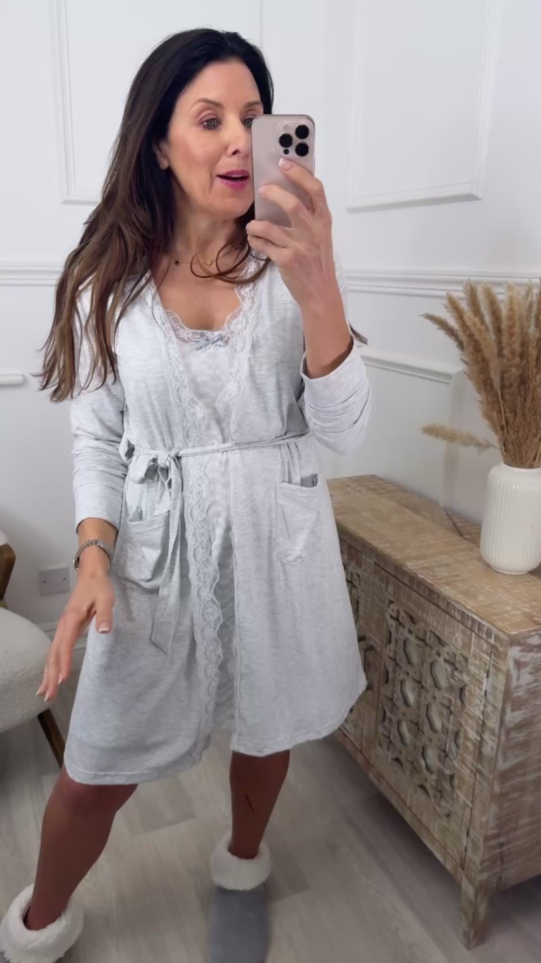 Lee-Ann Grey Nightdress And Robe Set