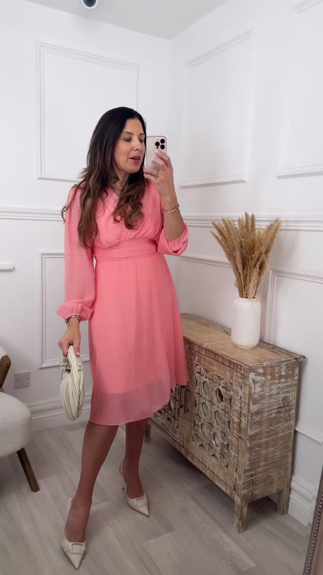 Elisabetta Peach Wrap Midi Dress