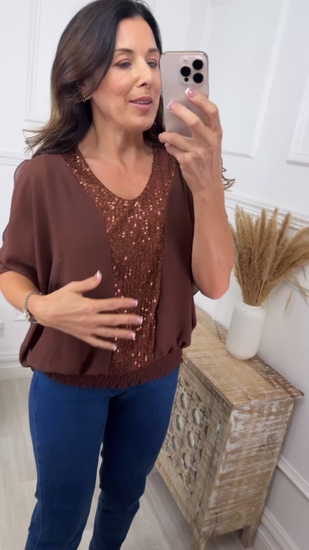Tricia Brown Sequin Detail Top