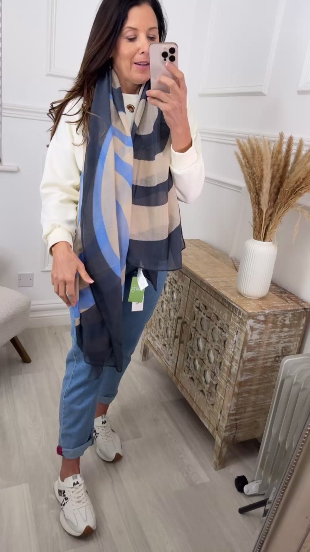 Cici Midnight Blue Circle Print Scarf
