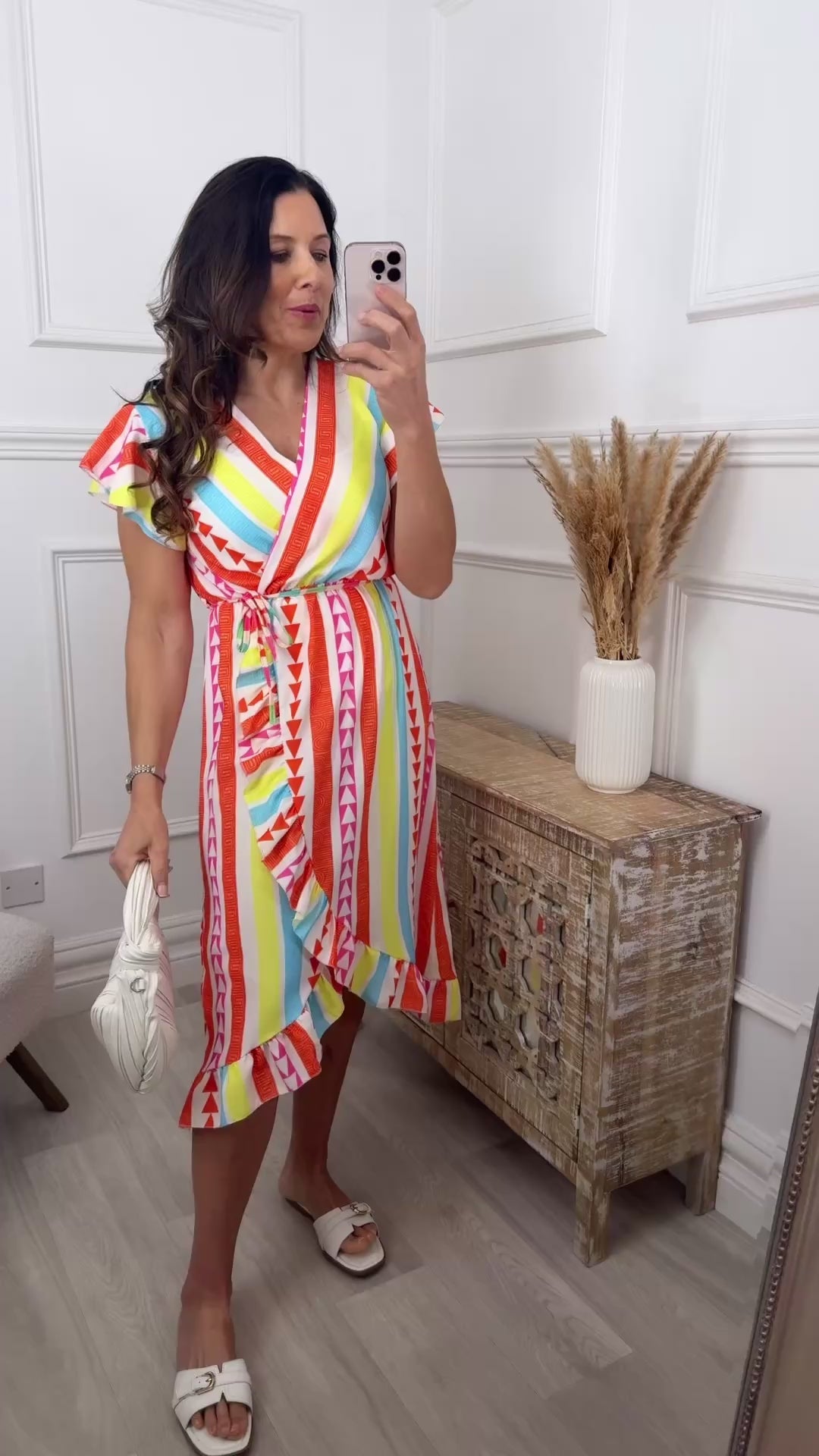 Beryl Orange Frill Wrap Dress