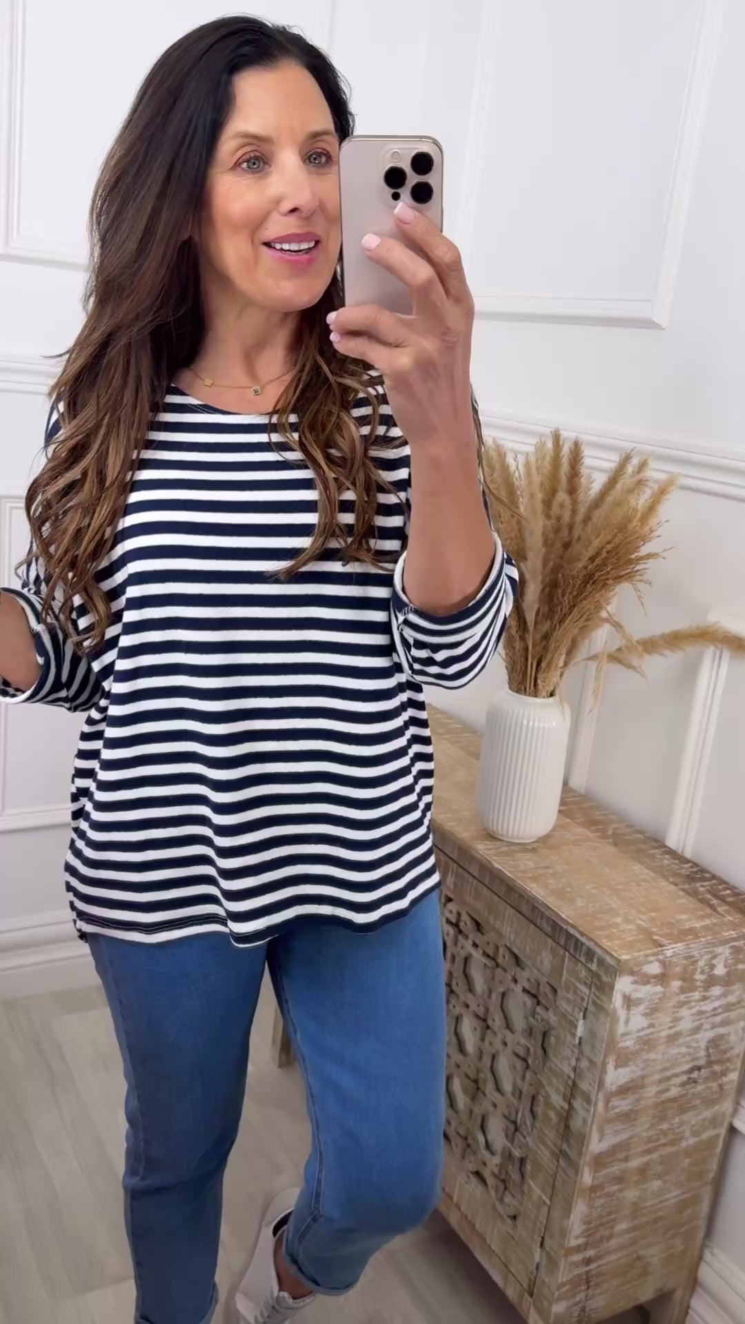 Francine Navy Striped Top