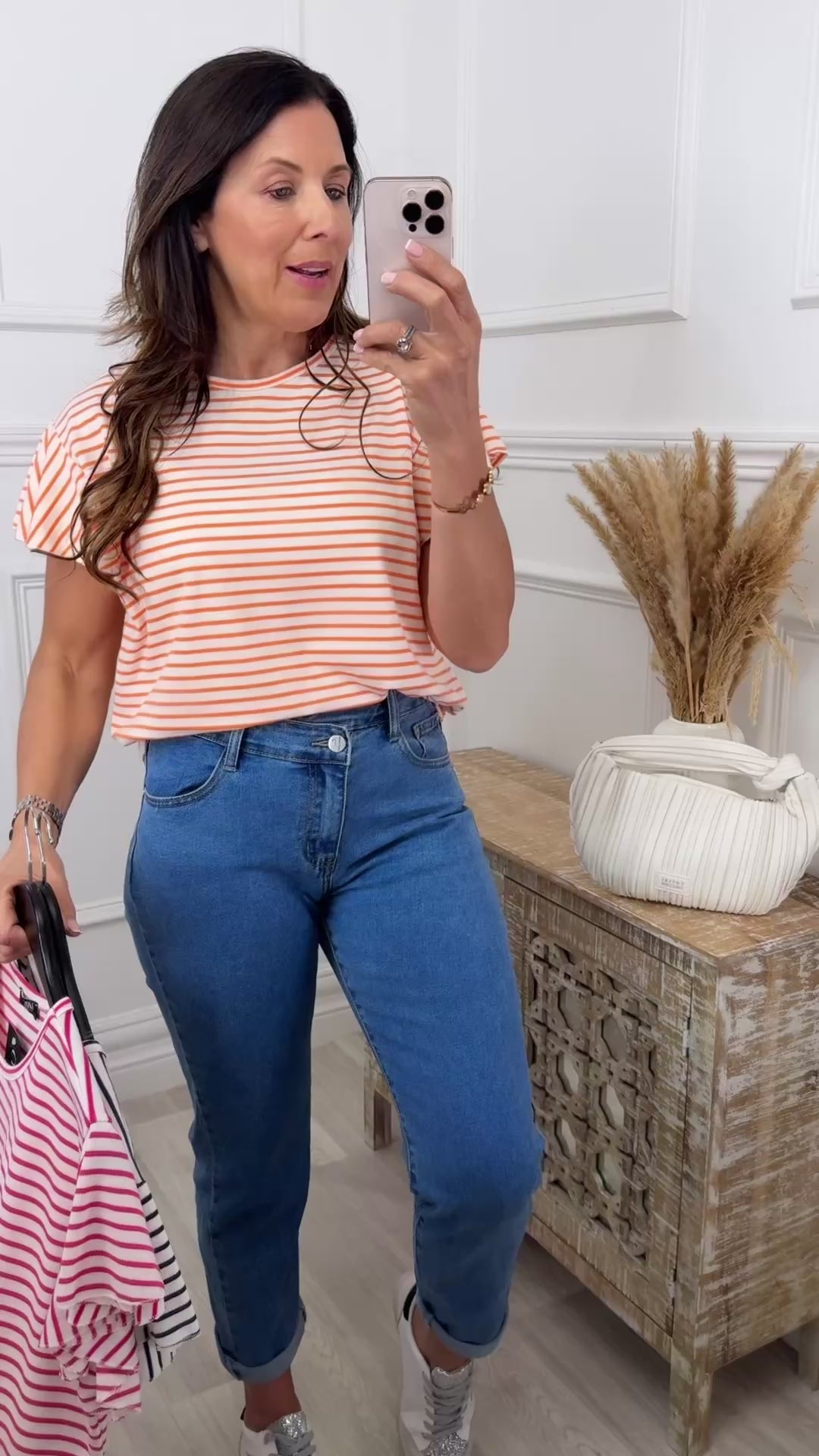 Shandel Orange Stripe Top