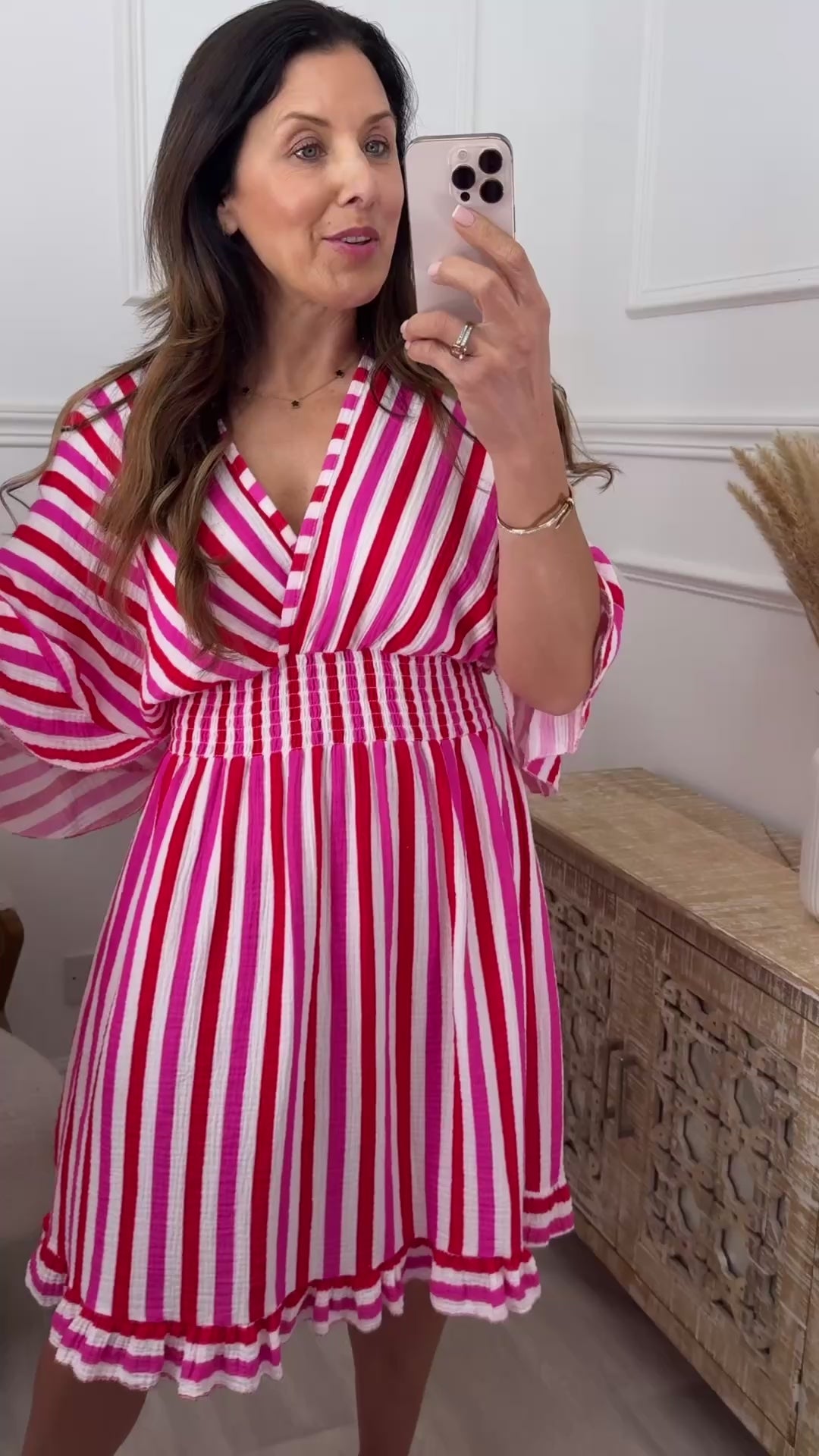 Geraldine White Striped Wrap Mini Dress