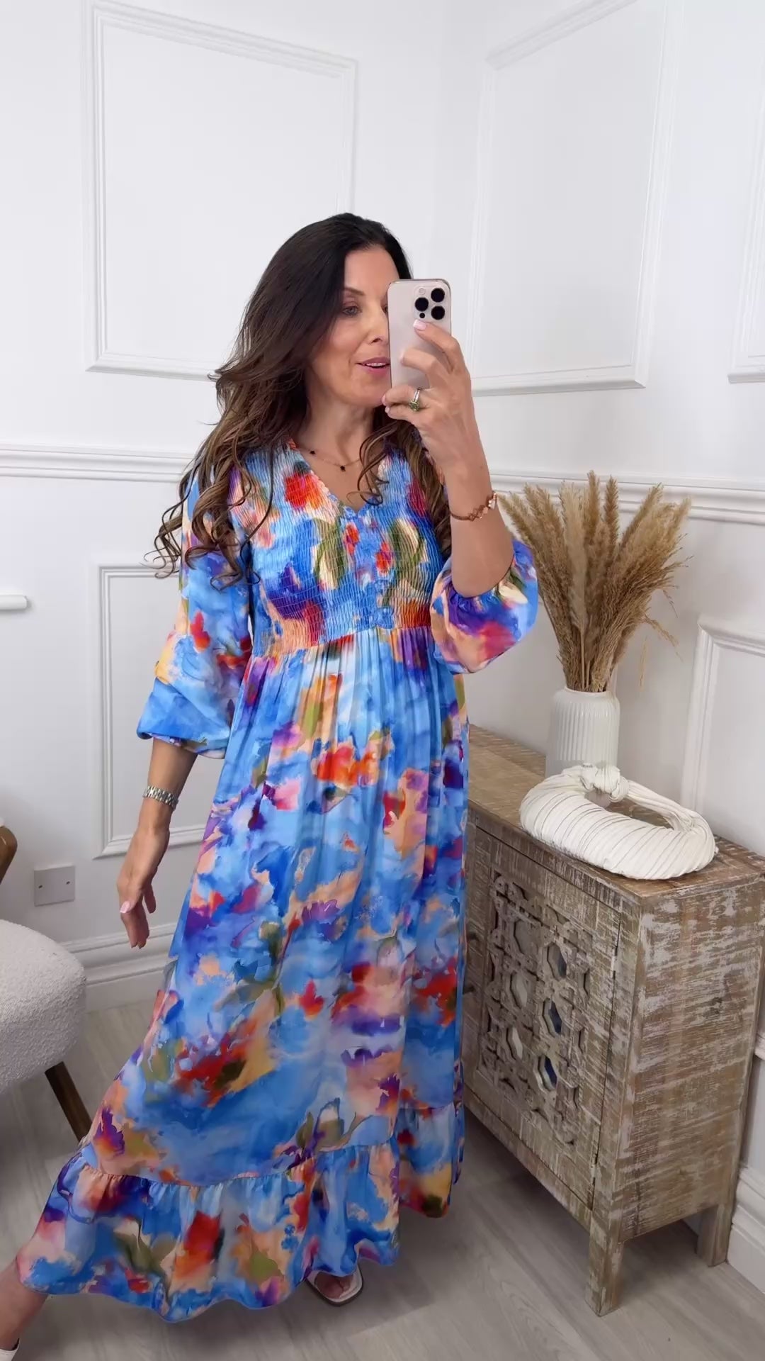 Claudine Blue Floral Midi Dress