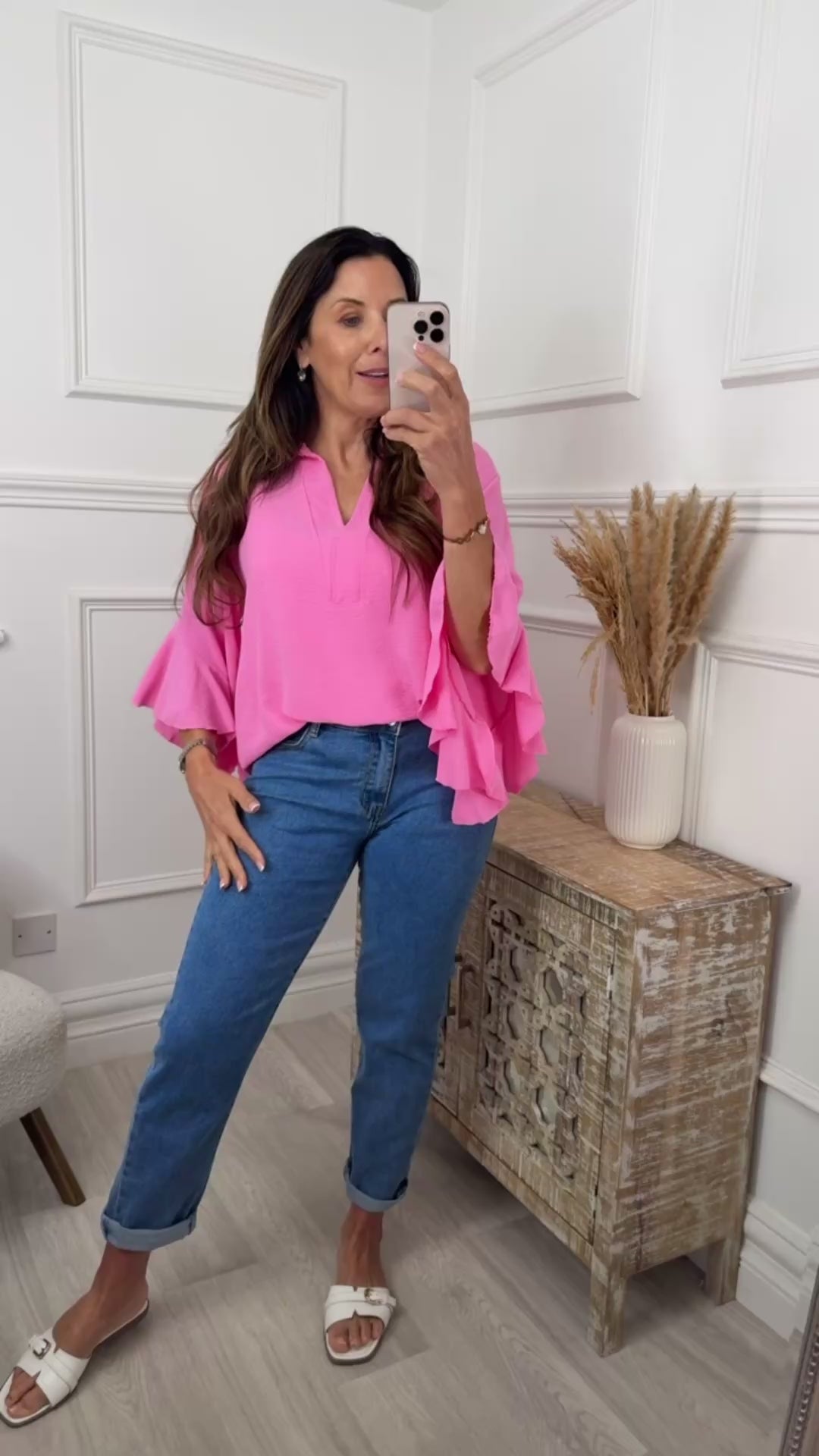 Ayda Pink Ruffle Sleeve Top