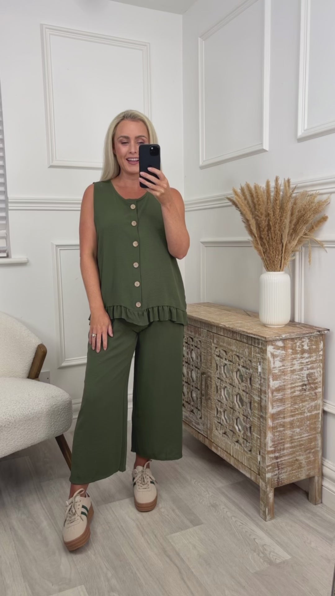 Nessa Khaki Frill Detail Set