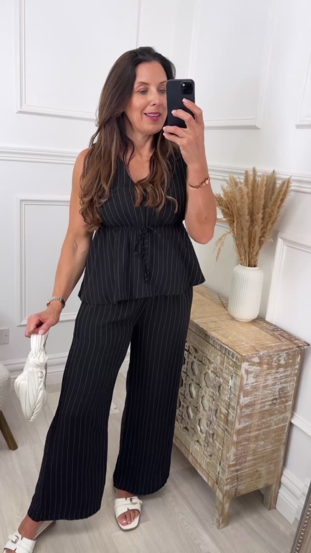 Catherine Black Striped Set
