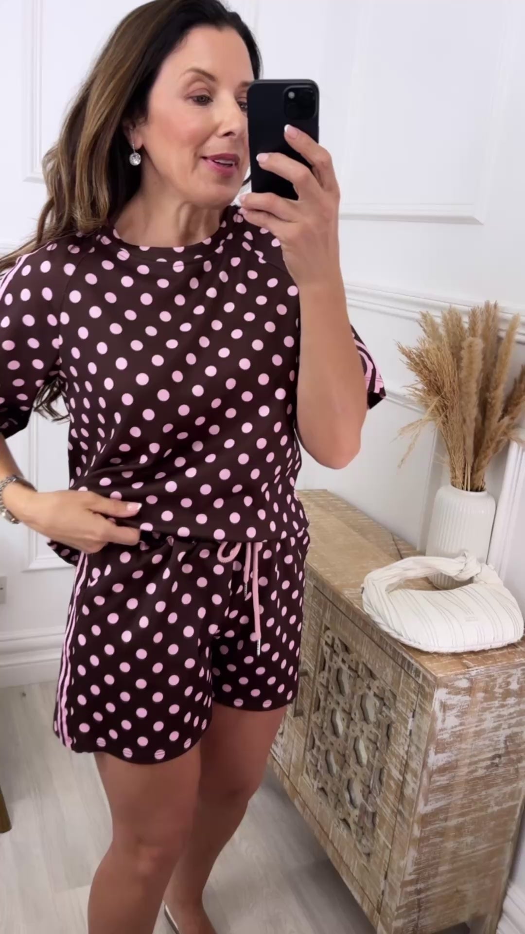 Suranne Brown Polka Dot Shorts Set