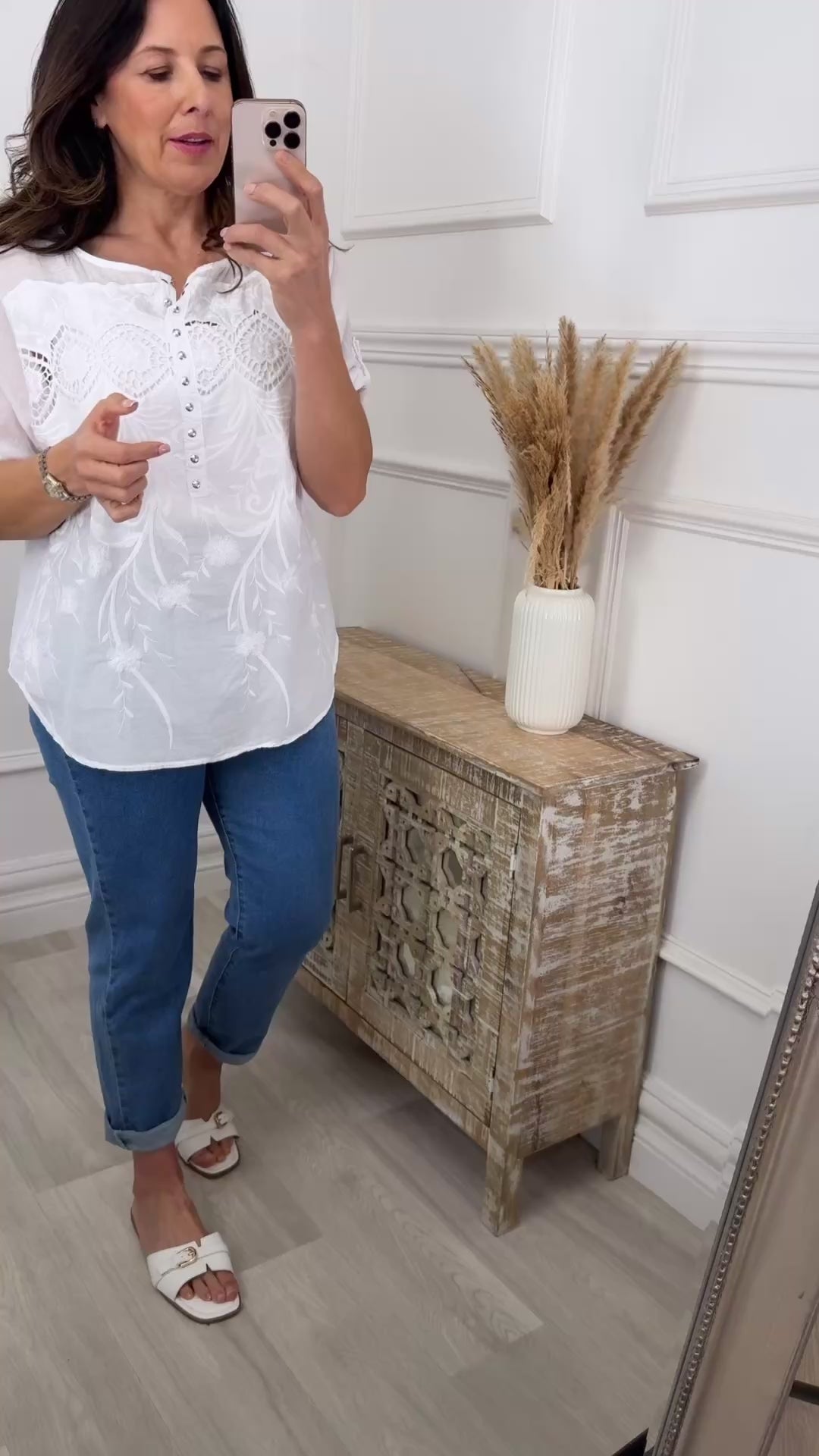 Martina White Crochet Detail Blouse