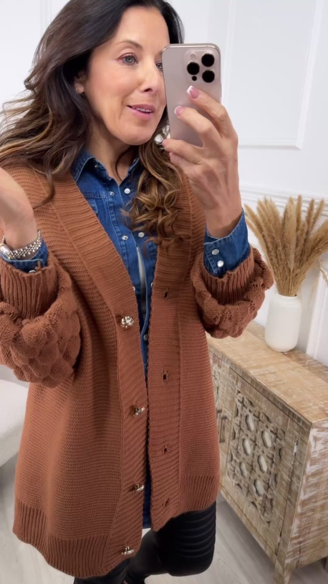 Blair Camel Bubble Sleeve Cardigan