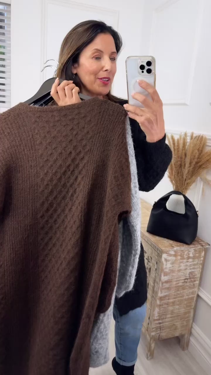 Gemma Black Textured Knit Cardigan