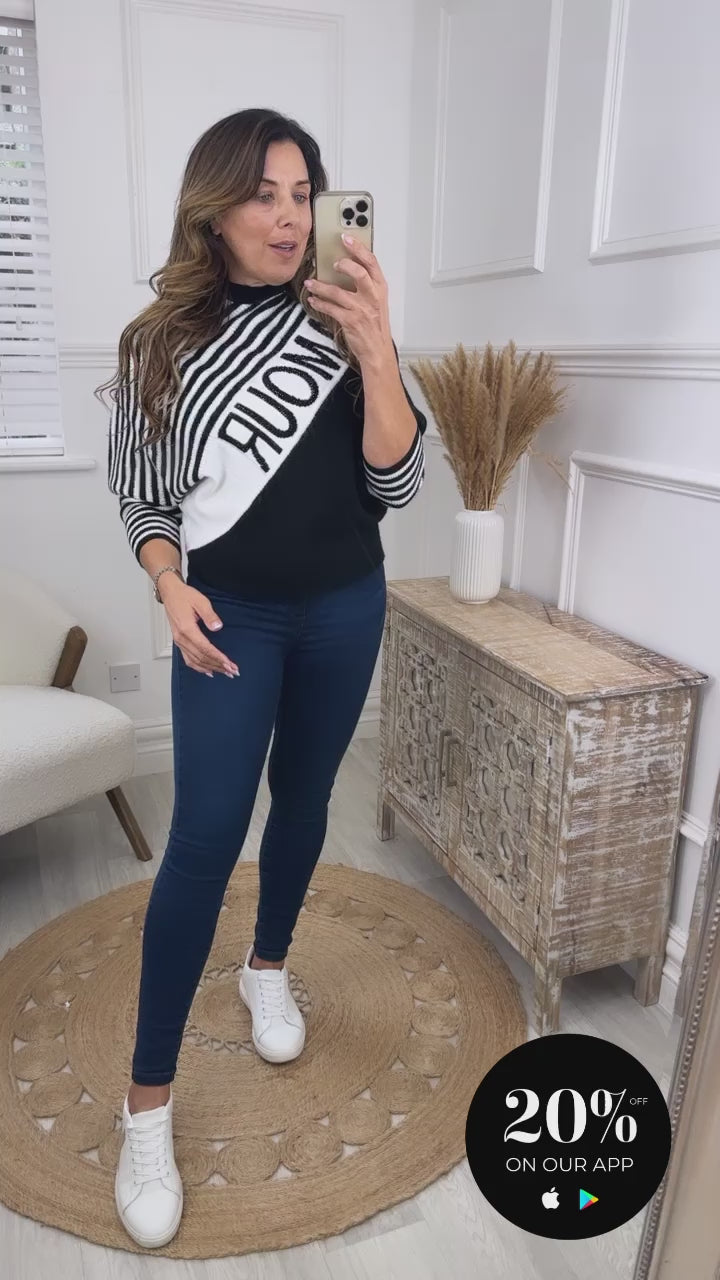 Vegas Black AMOUR Striped Jumper