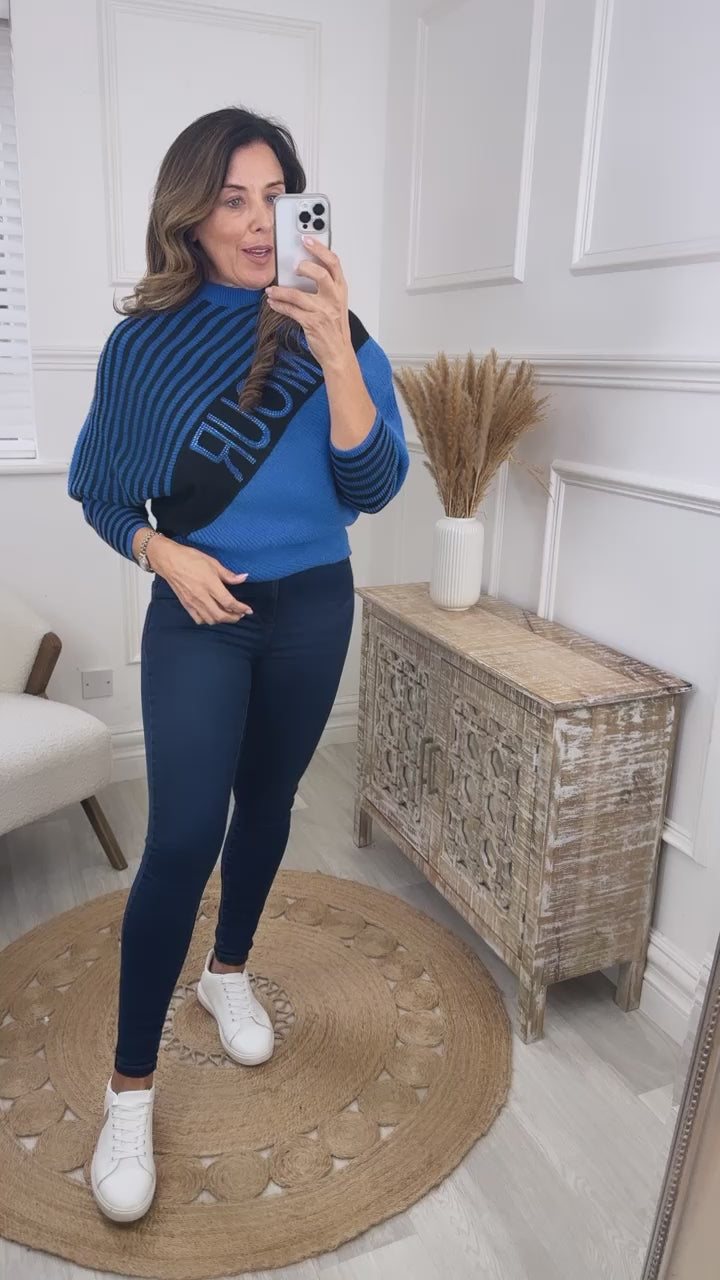 Vegas Blue AMOUR Striped Jumper