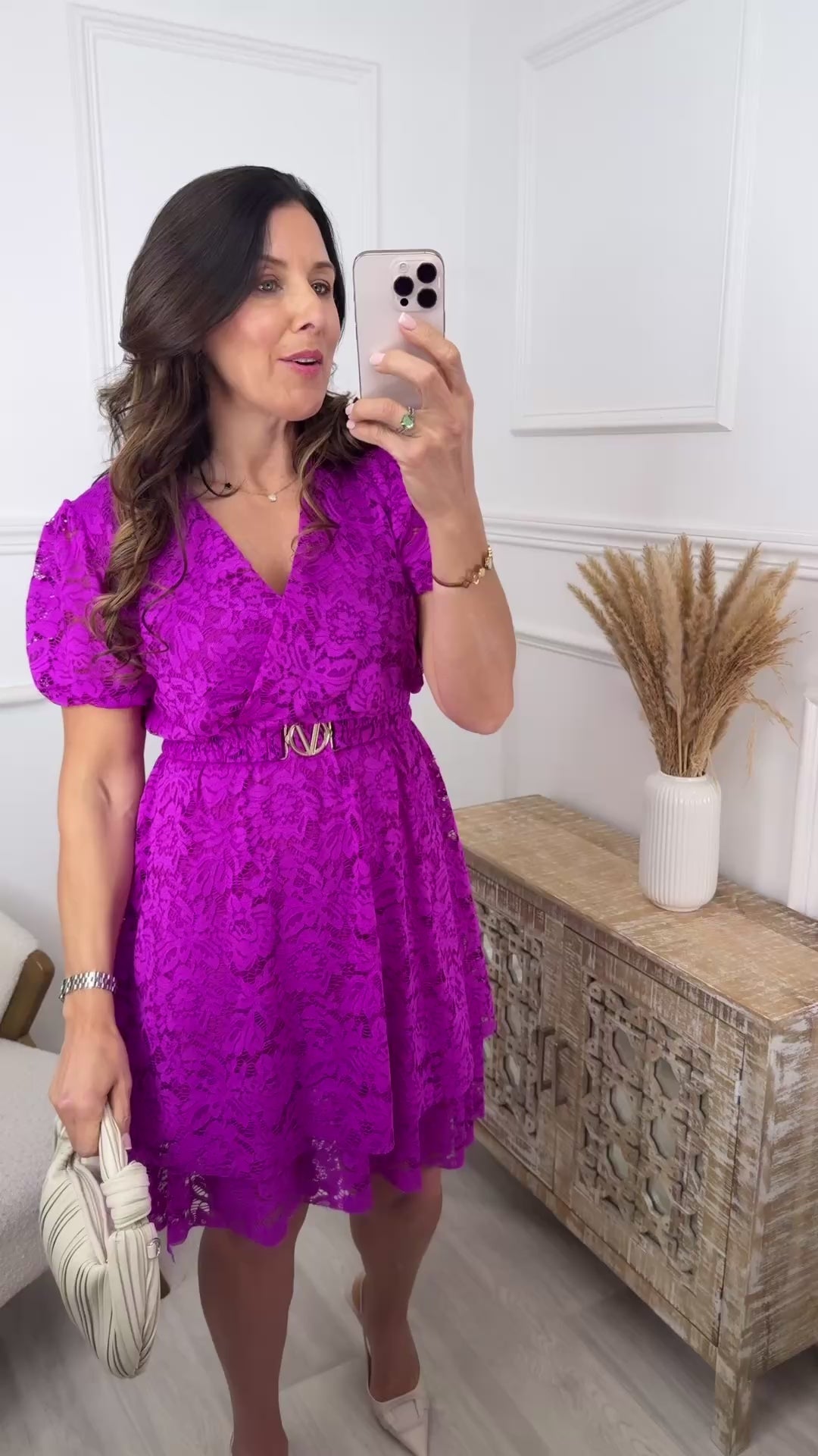 Shantelle Magenta Lace Wrap Dress