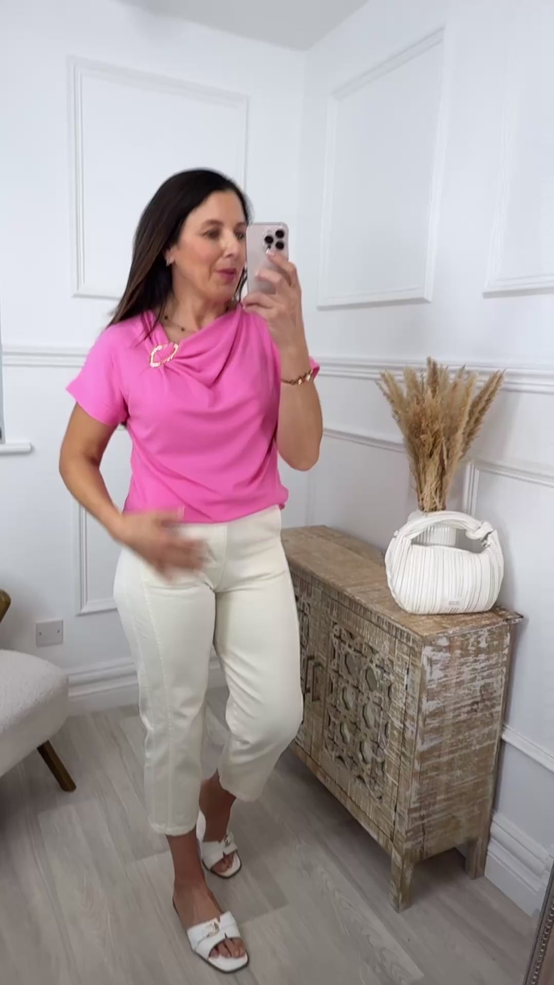 Hartley Pink Asymmetrical Neckline Top