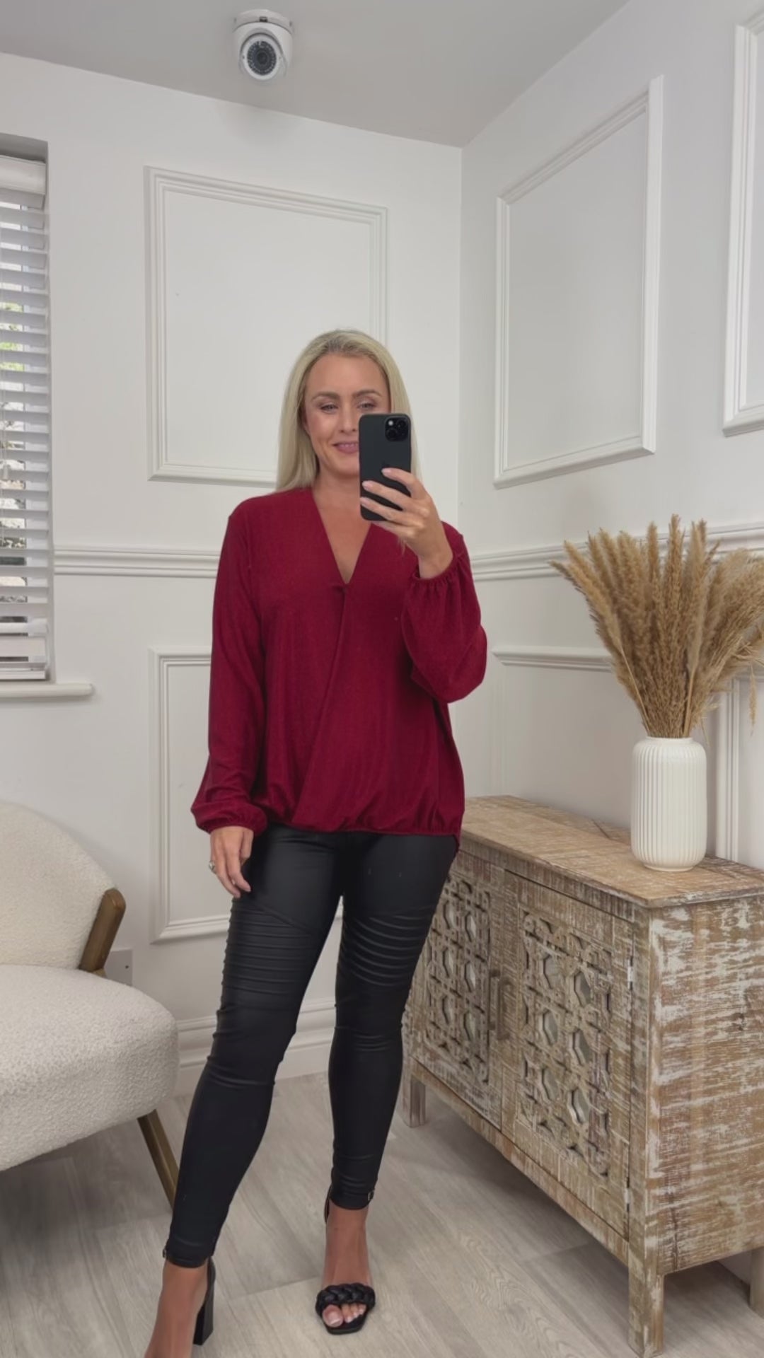 Shelly Wine Faux Wrap Top