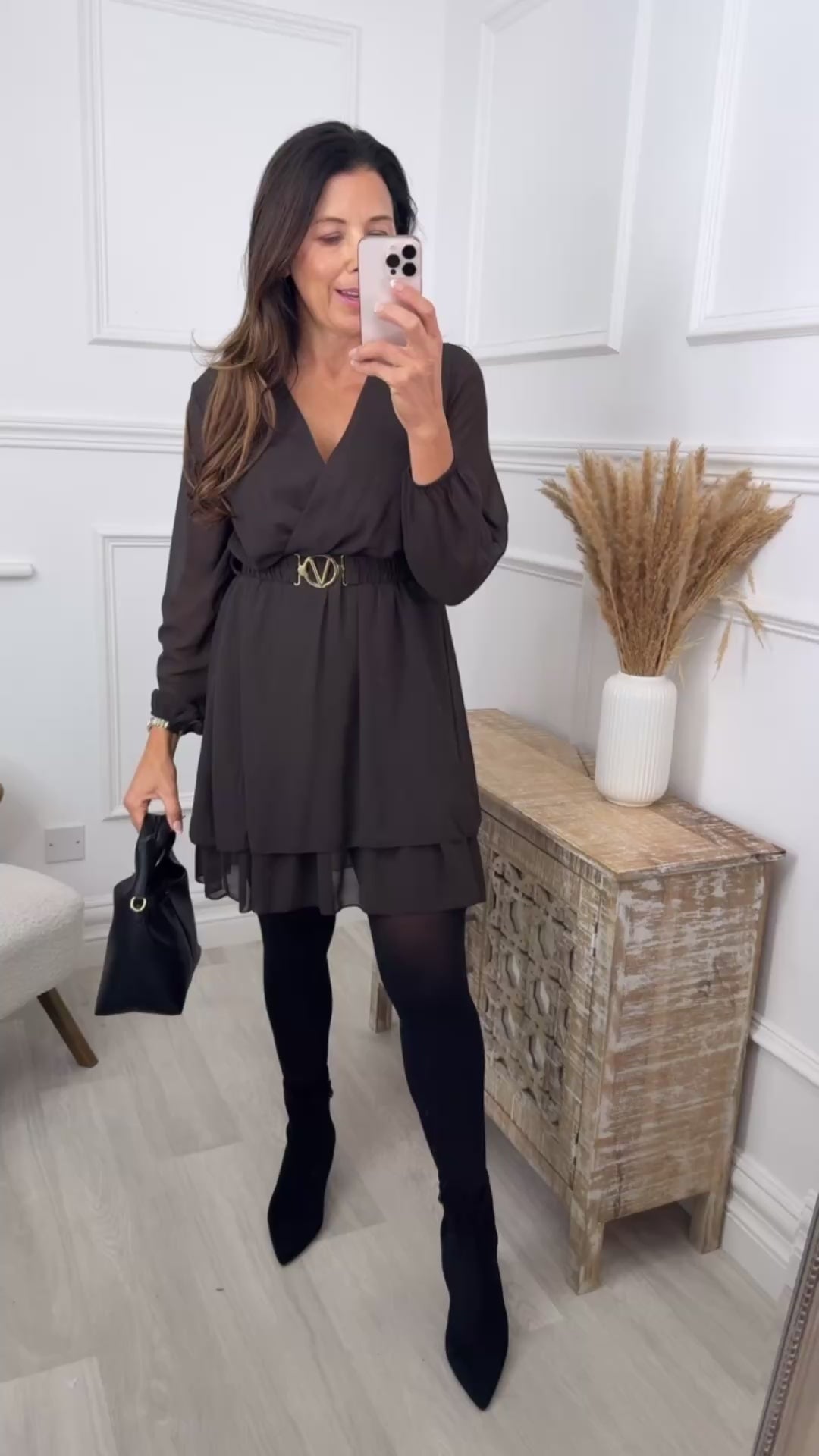 Marlowe Brown Wrap Mini Dress