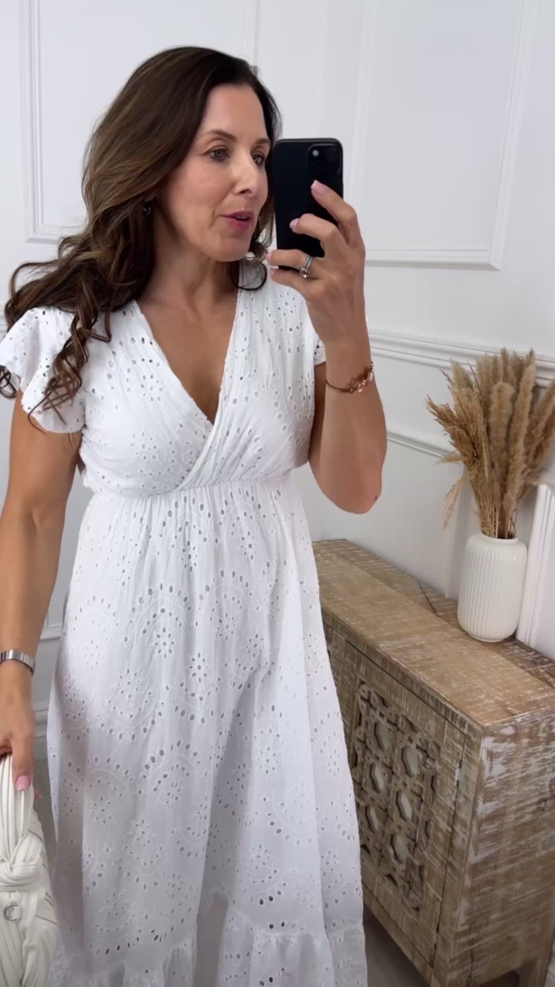 Beatrix White Embroidered Eyelet Cotton Dress