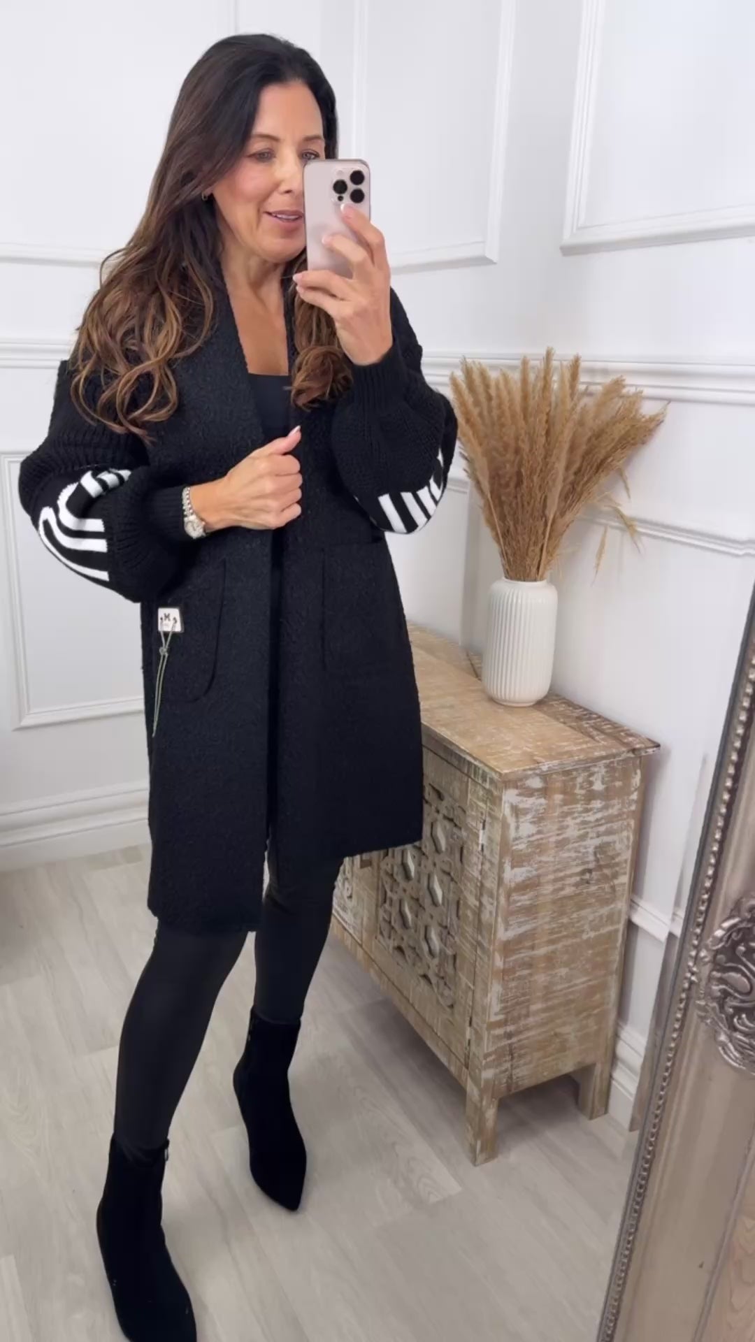 Ashley Black Knit Sleeve Coatigan