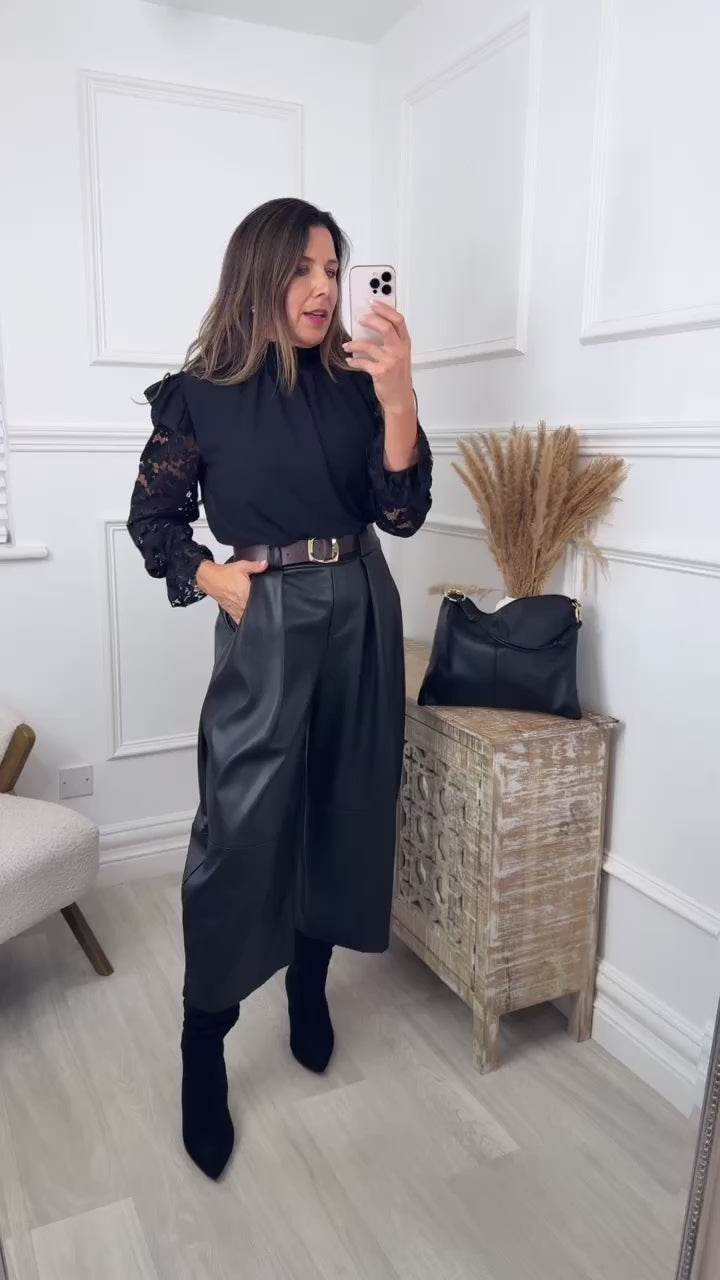 Abby Black High Neck Top