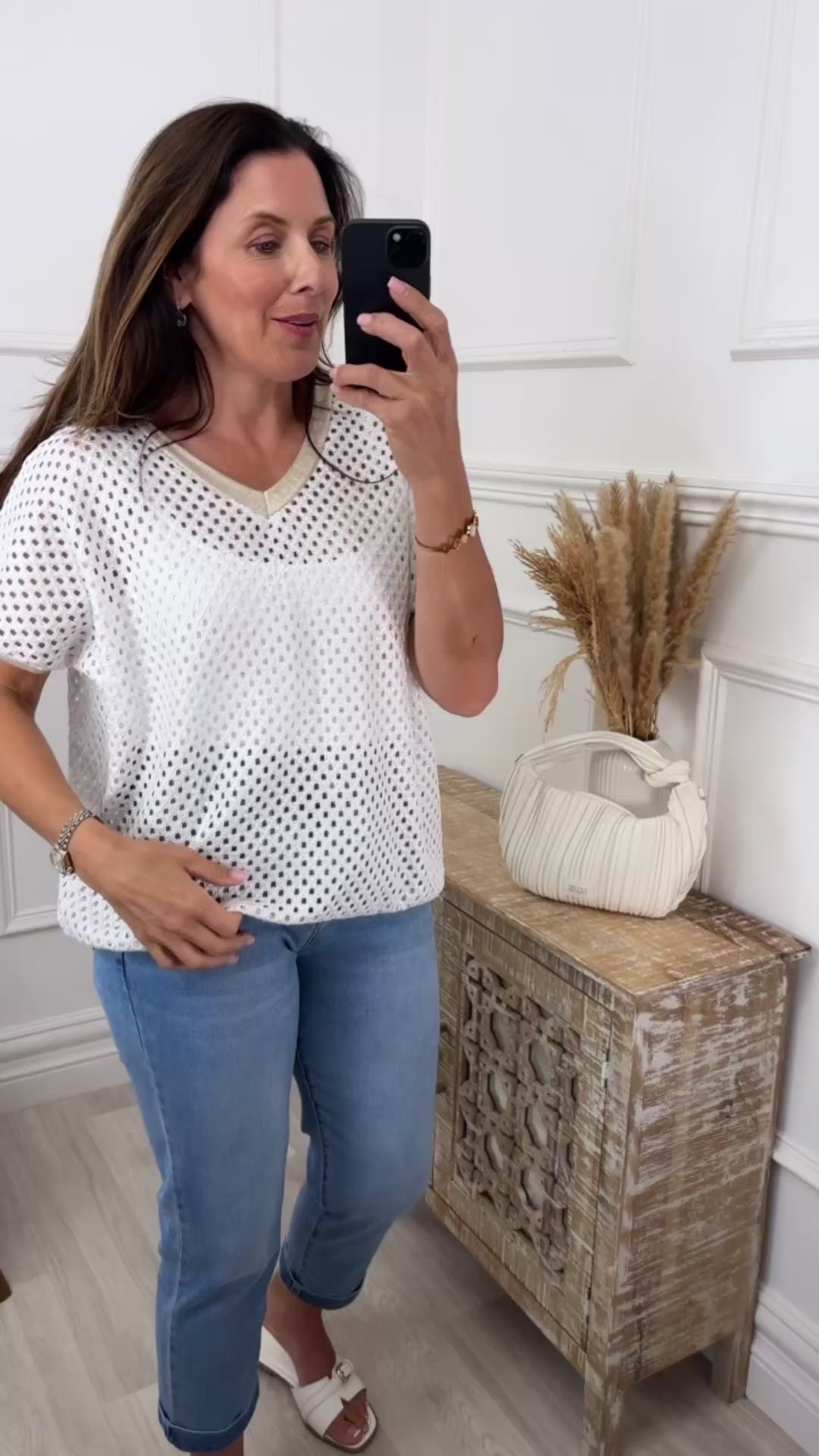 Elaine White Net Top