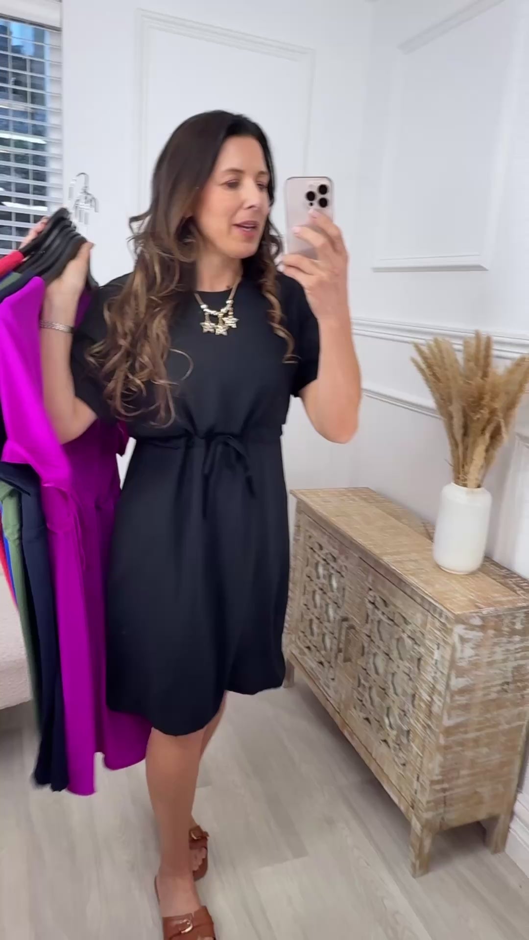 Jacqueline Black Drawstring Waist Dress