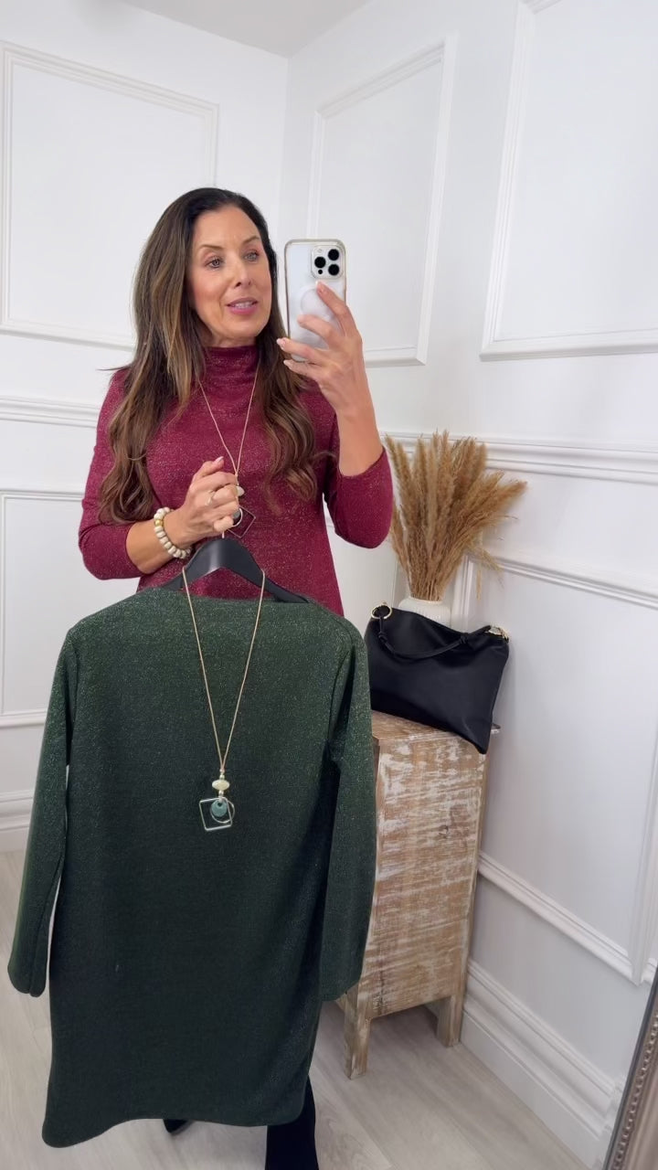 Eira Wine Soft Touch Dress With Necklace