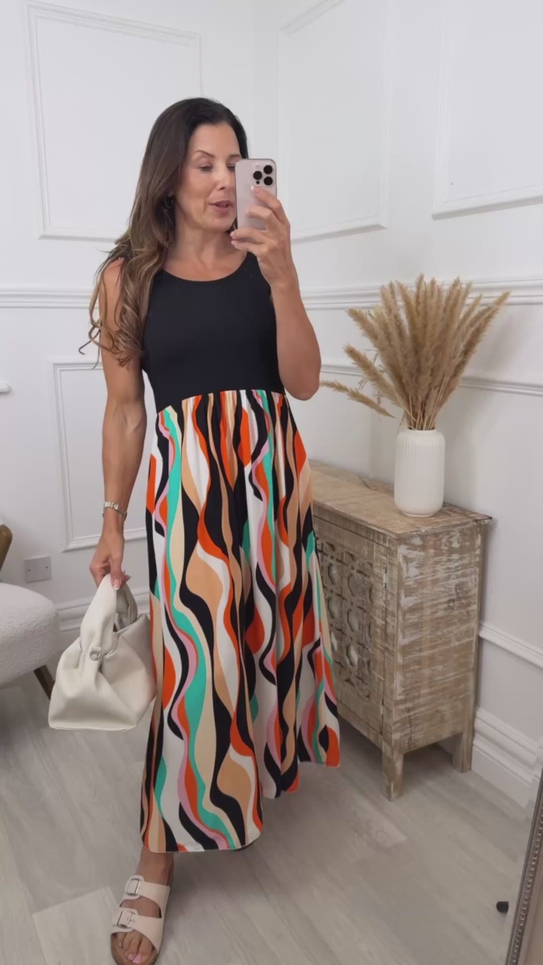Brittany Black Abstract Print Smock Dress