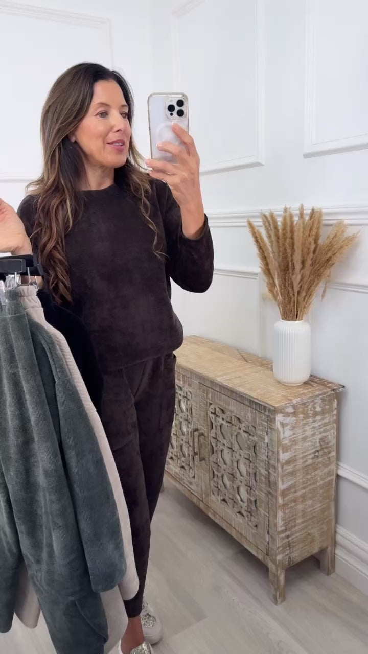 Vogue Brown Ribbed Tracksuit