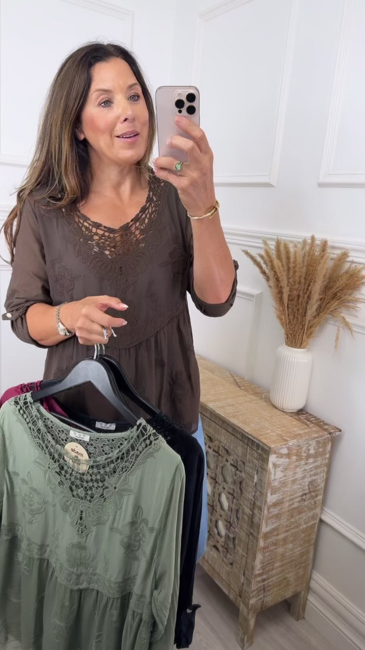 Rosalee Brown Broderie Top