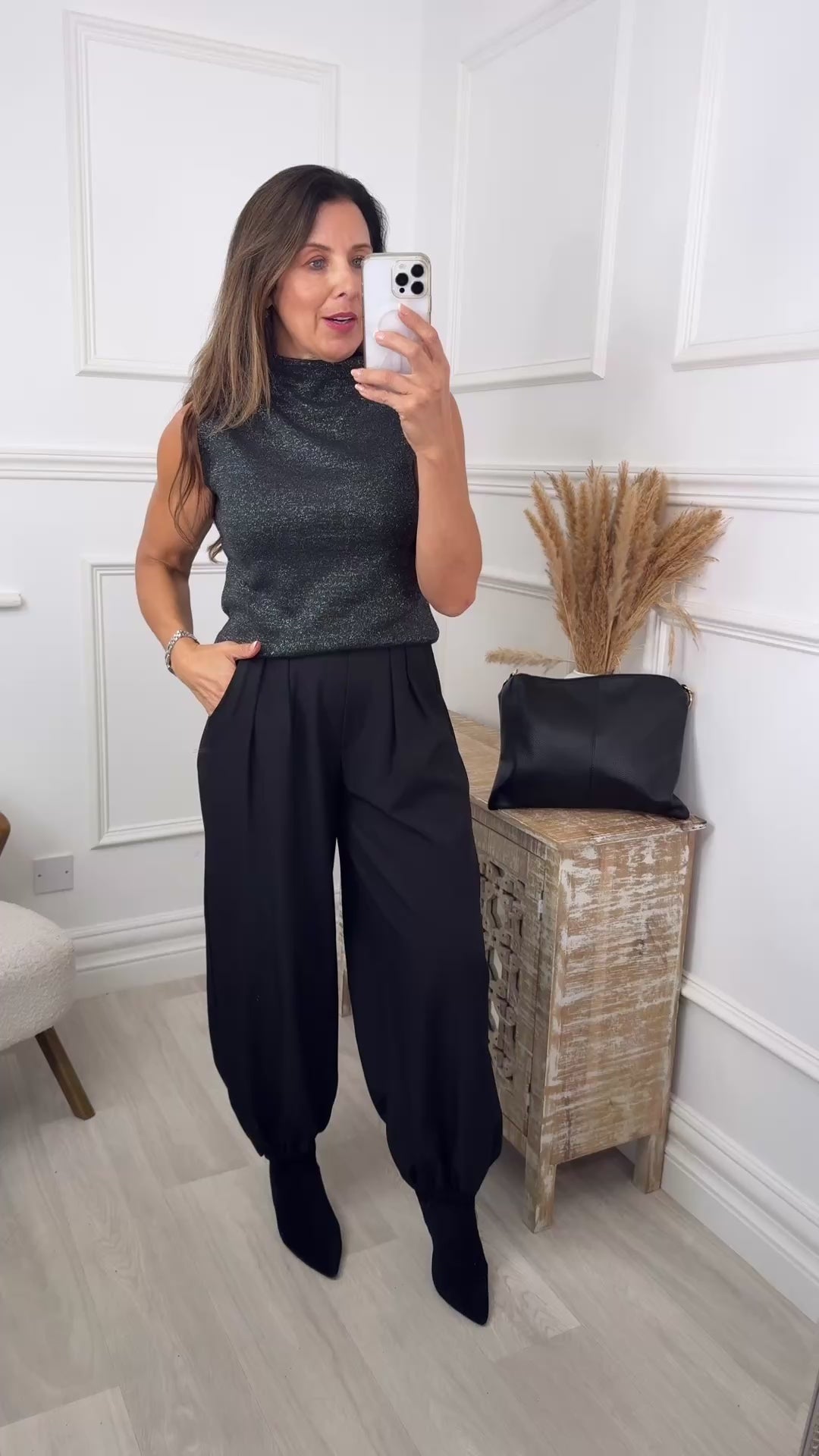 Carina Black High Neck Sleeveless Top