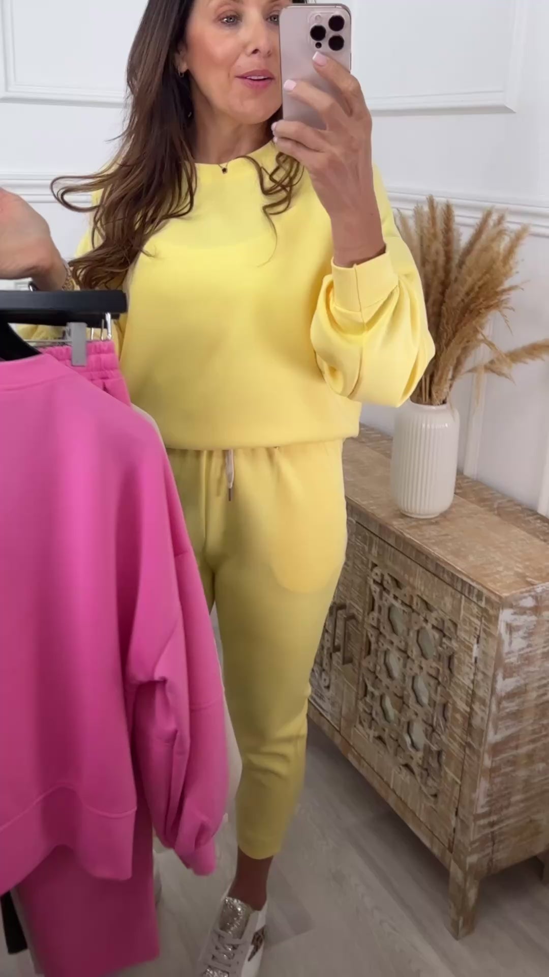 Liana Yellow Dropped Sleeved Sweatshirt Set