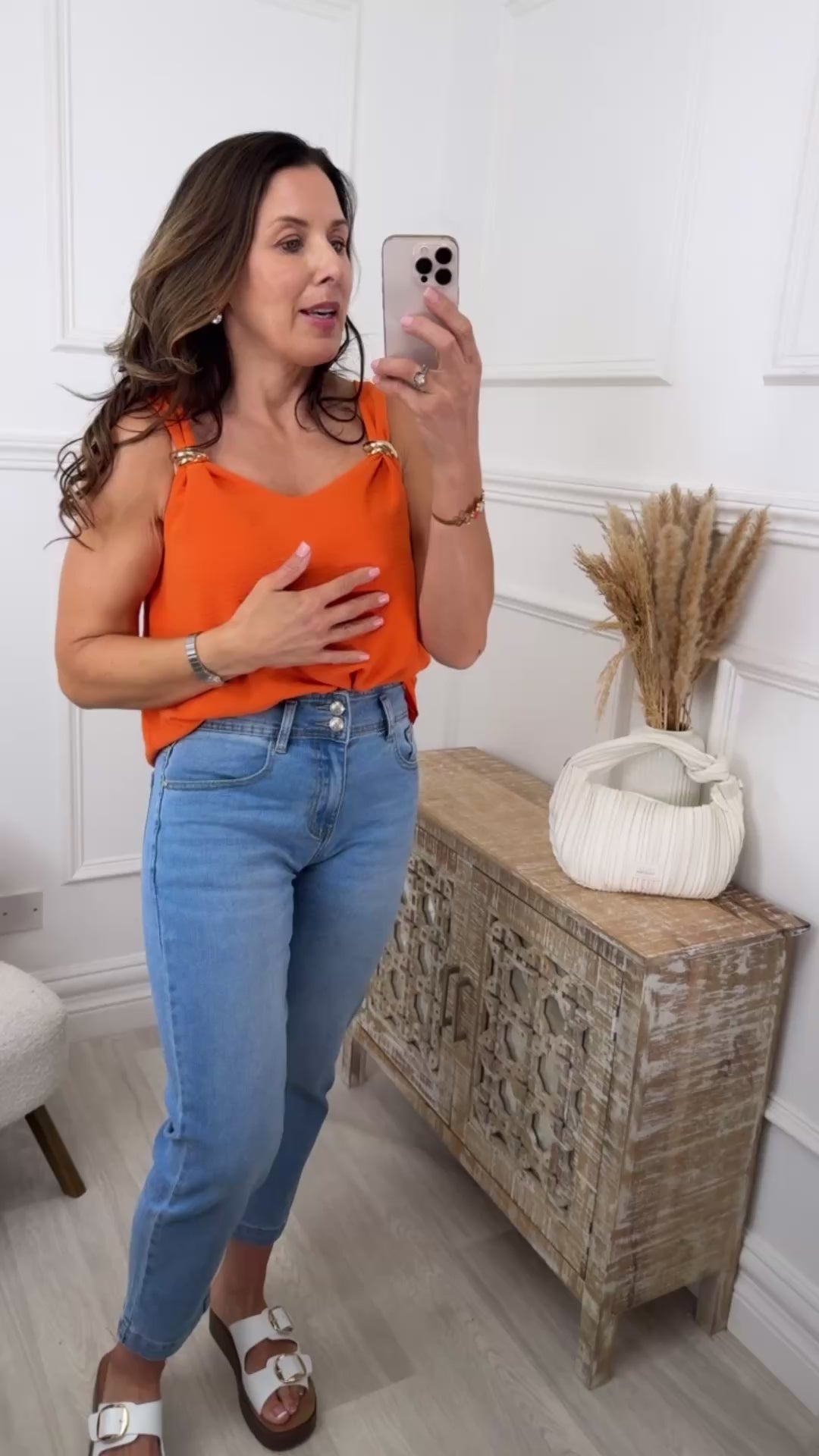 Sabine Orange Gold Clasp Cami