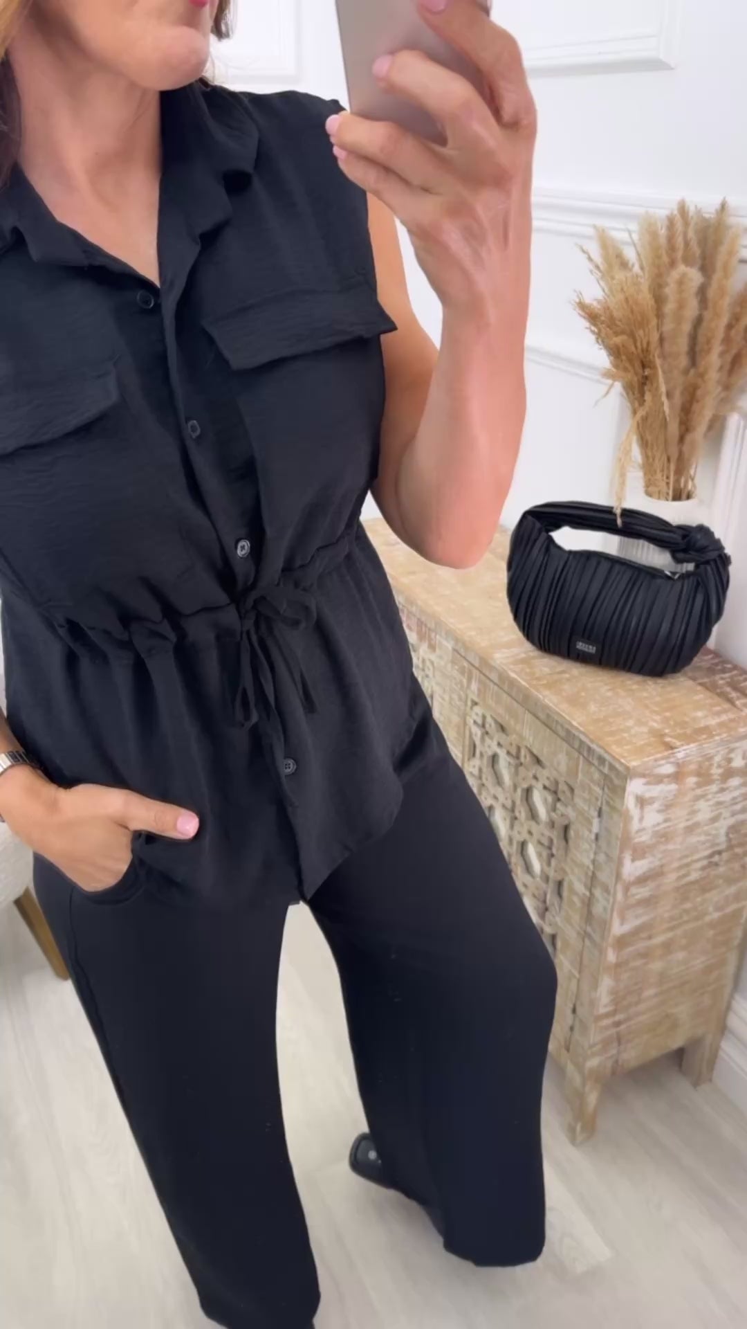Loyola Black Drawstring Top Set