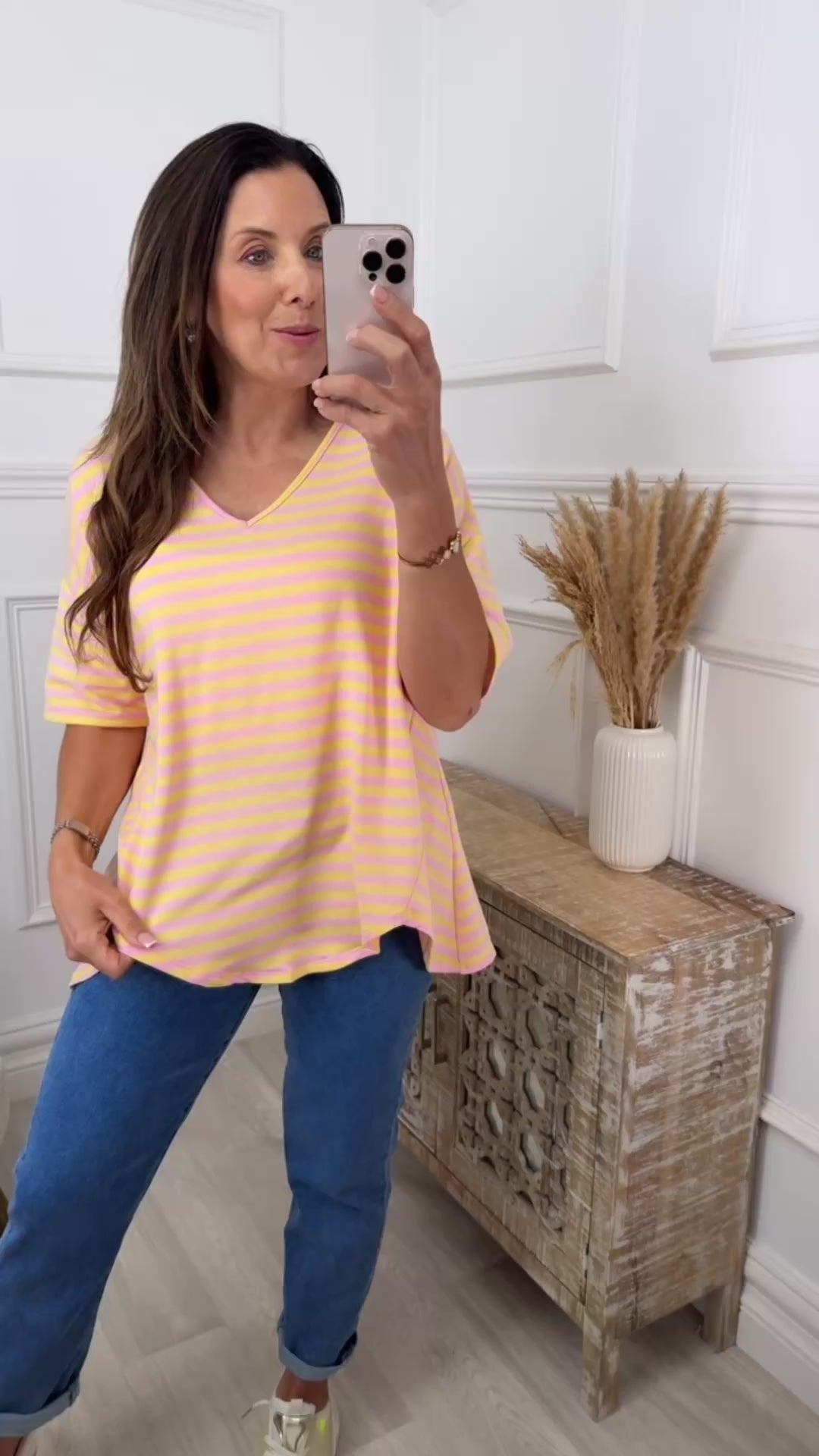 Gianna Yellow Striped Shirt Top