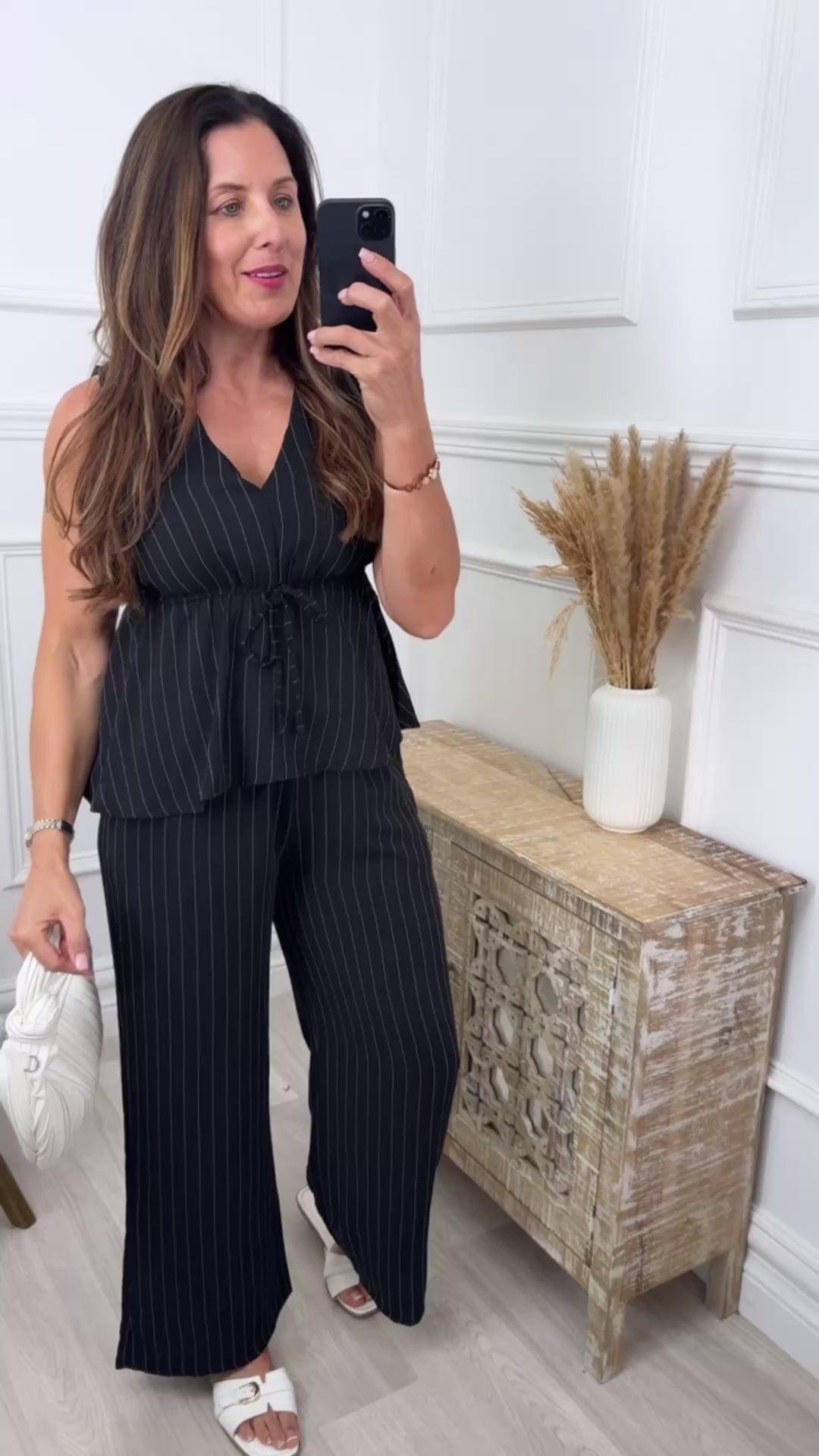 Catherine Black Striped Set